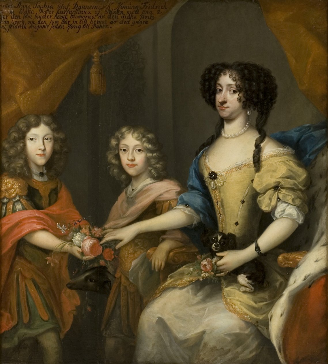 Anna Sofia, princesse du Danemark, électrice de Saxe, avec ses fils Johann Georg et Friedrich August, vers 1680 - David von Krafft