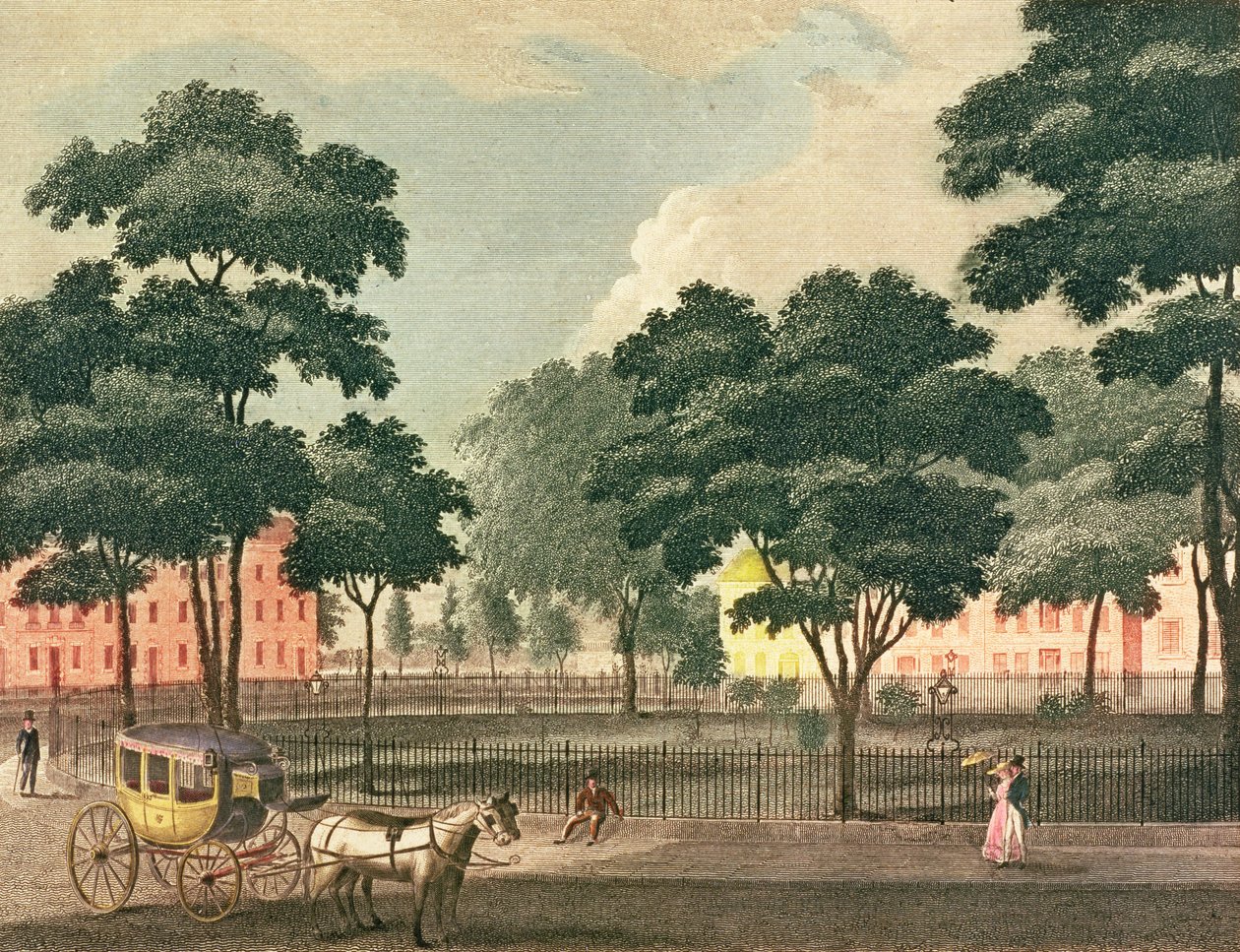 Vue du Bowling-Green, Broadway, dessinée et gravée pour le New York Mirror, 1830 - Davis