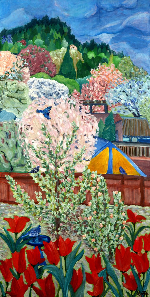 Printemps des oiseaux bleus, 2012 (acrylique sur toile) - Deborah Eve Alastra