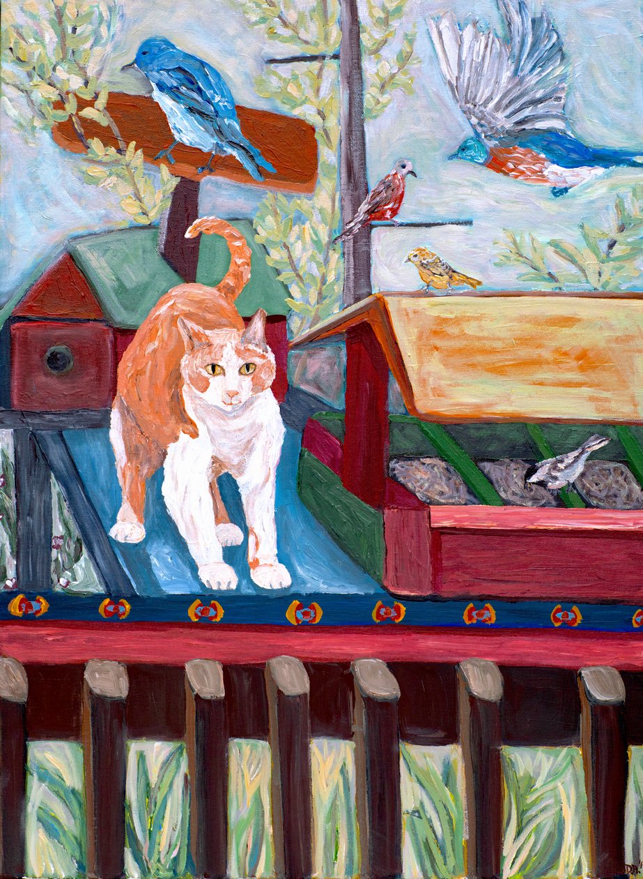 Dans la maison des oiseaux, 2018 (acrylique sur toile) - Deborah Eve Alastra