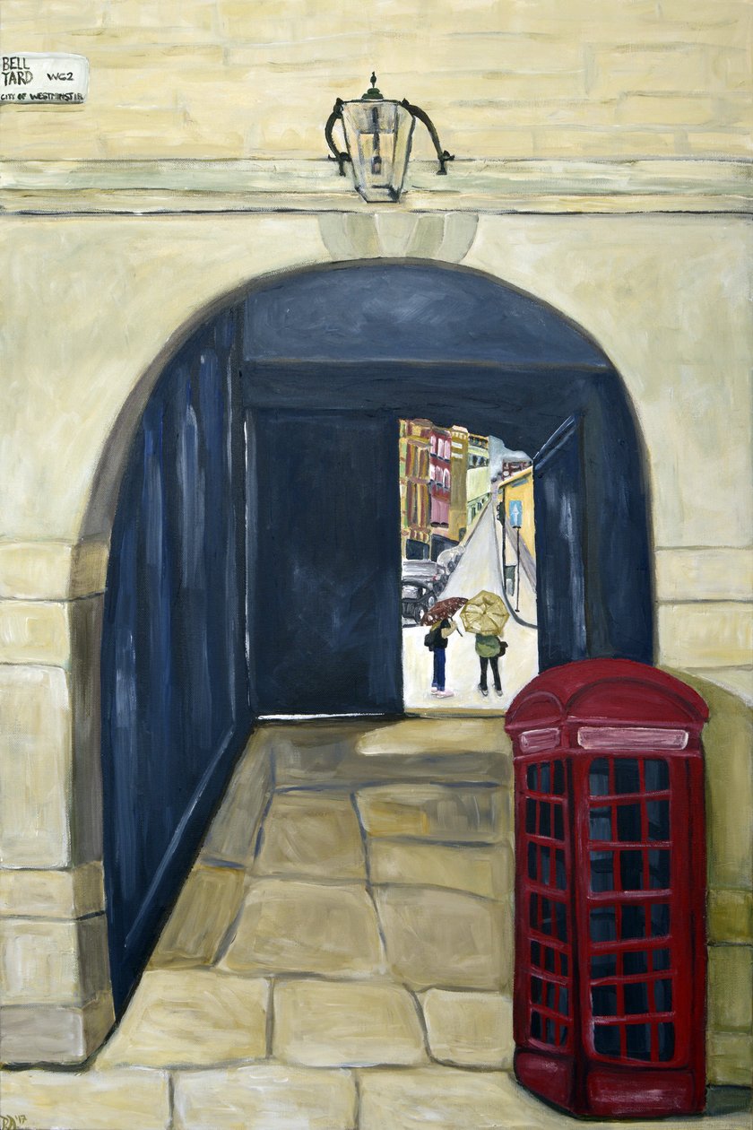 Téléphone rouge à Londres, 2017 (acrylique sur toile) - Deborah Eve Alastra