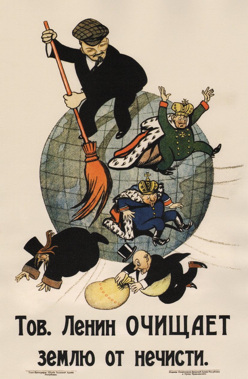 Camarade Lénine nettoie la terre des ordures Affiche, 1920 - Deni