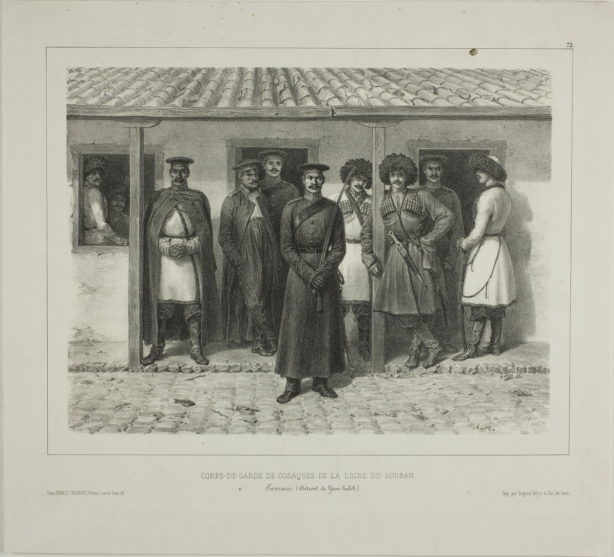 Gardes du corps cosaques de la ligne, Kouban, Taman, Détroit de Yéni-Kaleb, 9 octobre 1837 - Denis Auguste Marie Raffet