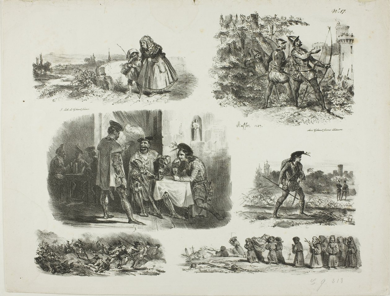 Feuille de croquis - Denis Auguste Marie Raffet