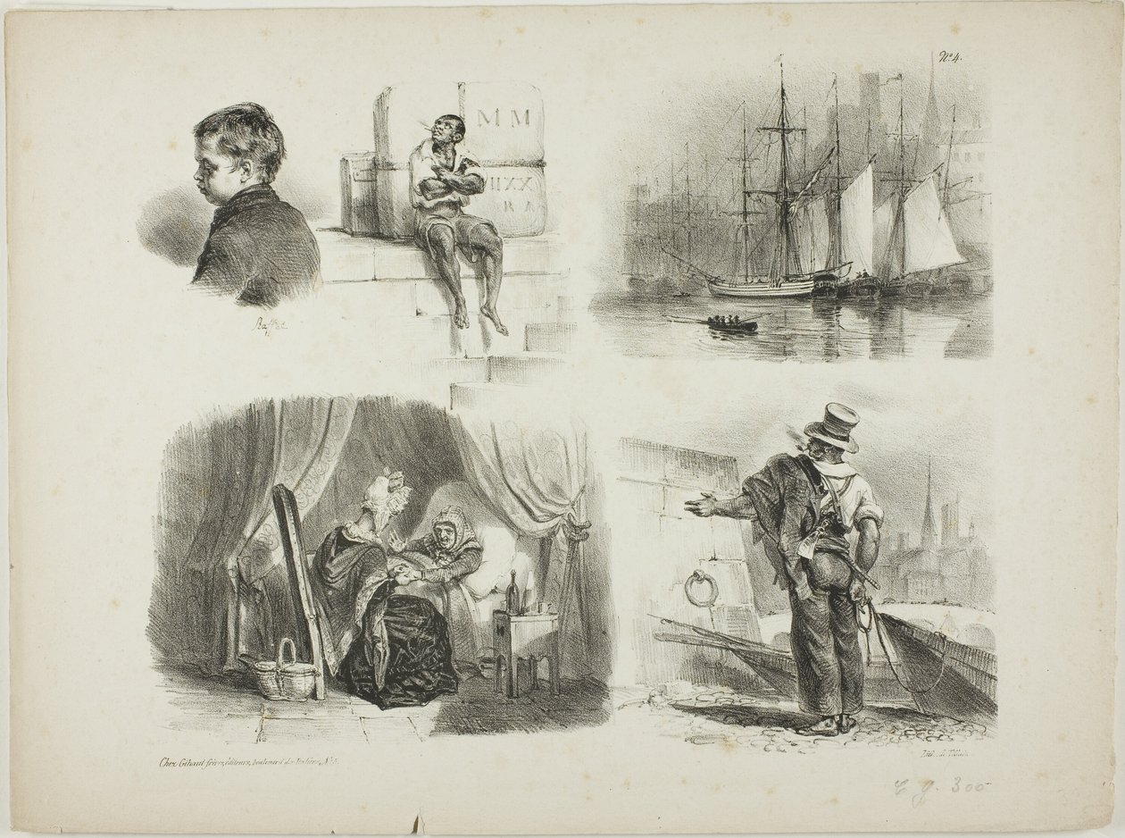 Feuille de croquis - Denis Auguste Marie Raffet