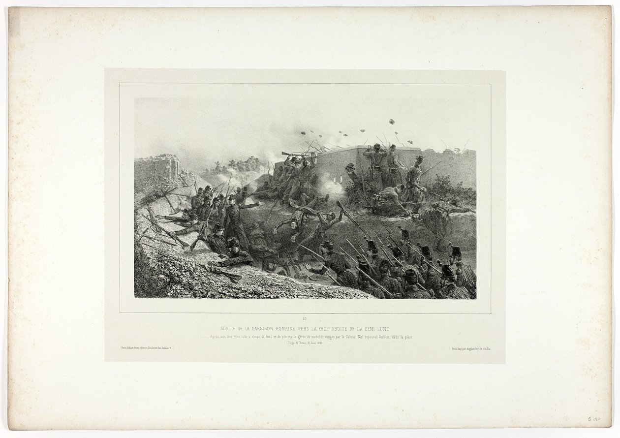Sortie de la garnison romaine..., de Souvenirs d’Italie: Expédition de Rome - Denis Auguste Marie Raffet