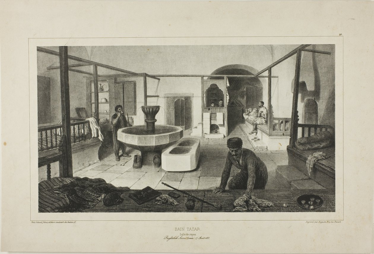 Bain de tartre, salle de repos - Denis Auguste Marie Raffet