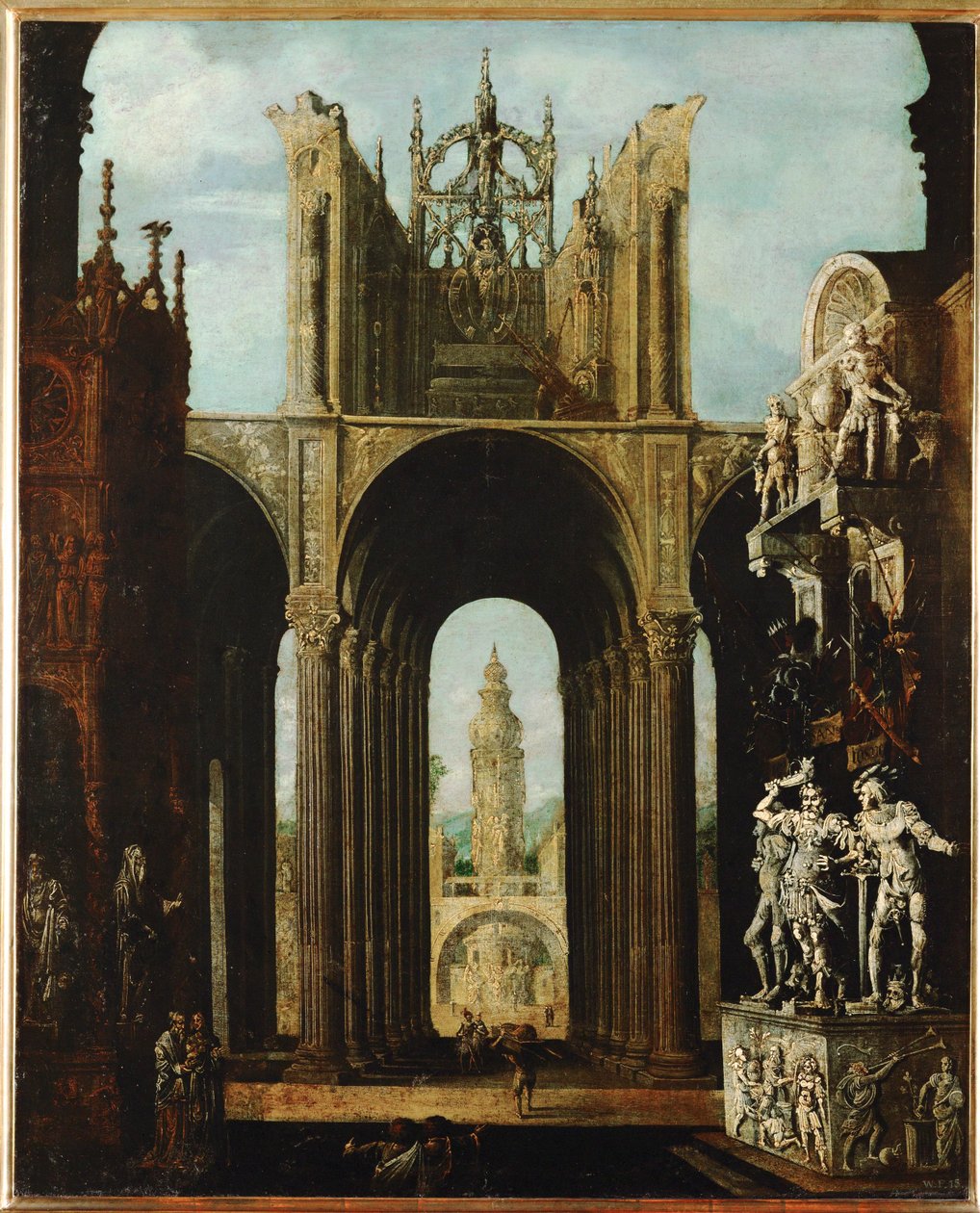 Architecture imaginaire (huile sur toile) - Desiderio Monsu