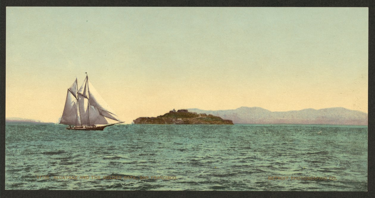 Alcatraz et le Golden Gate, San Francisco - Detroit Photographic Co.