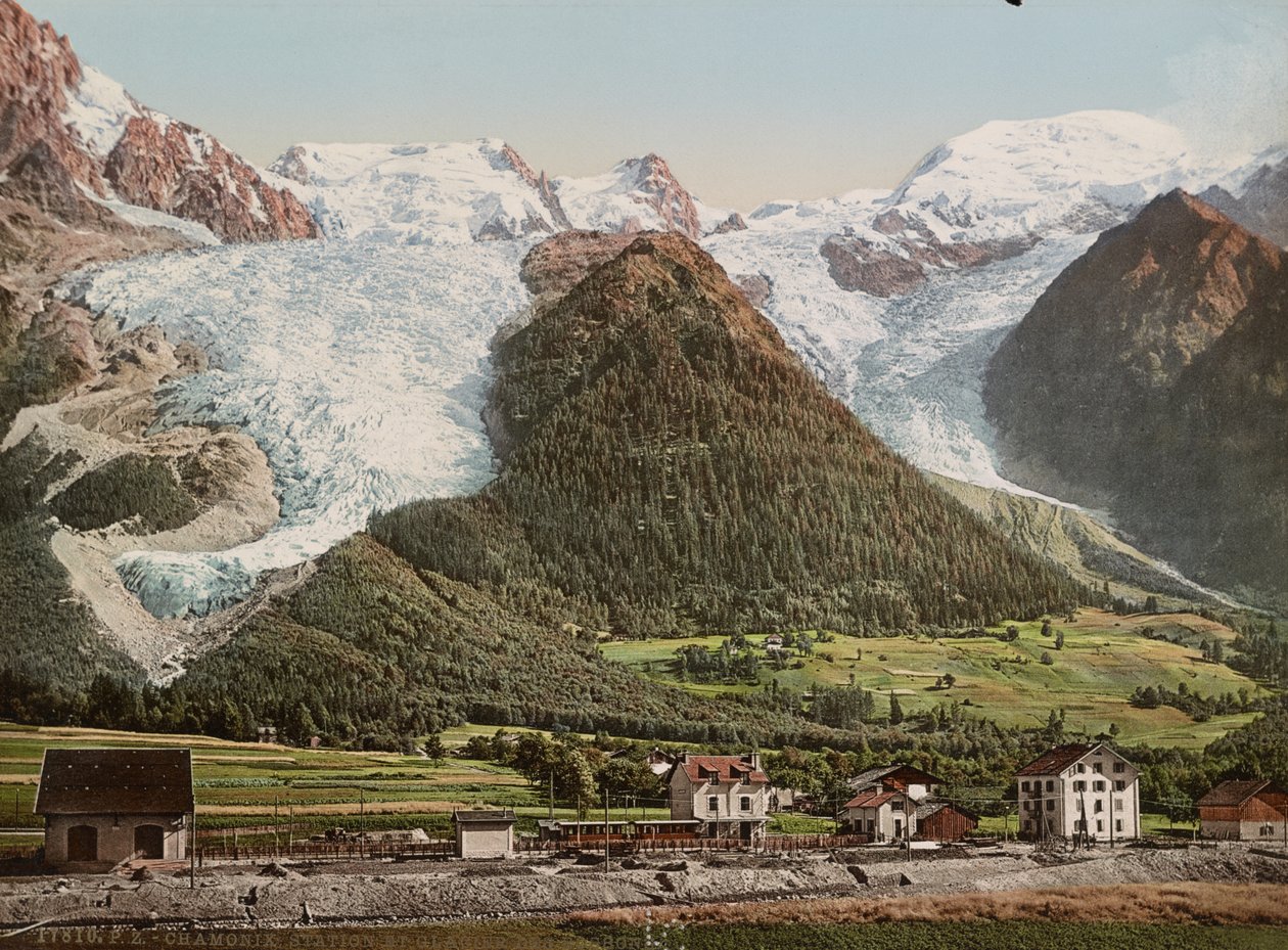 Station de Chamonix et glacier des Bossons, vers 1890-1906 (tirage photochrome) - Detroit Publishing Co.