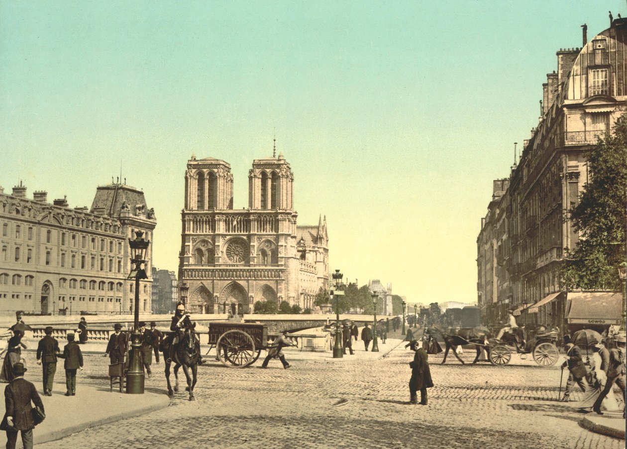 Notre-Dame et le pont Saint-Michel, Paris, France, c.1900 - Detroit Publishing Co.