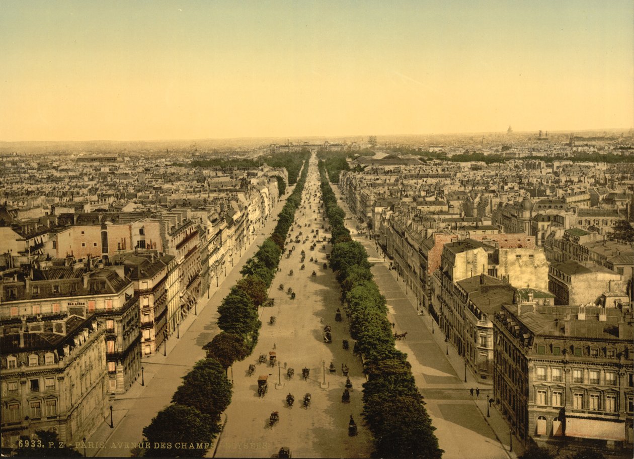 Avenue des Champs-Élysées, Paris, vers 1890-1900 (photochromie) - Detroit Publishing Co.