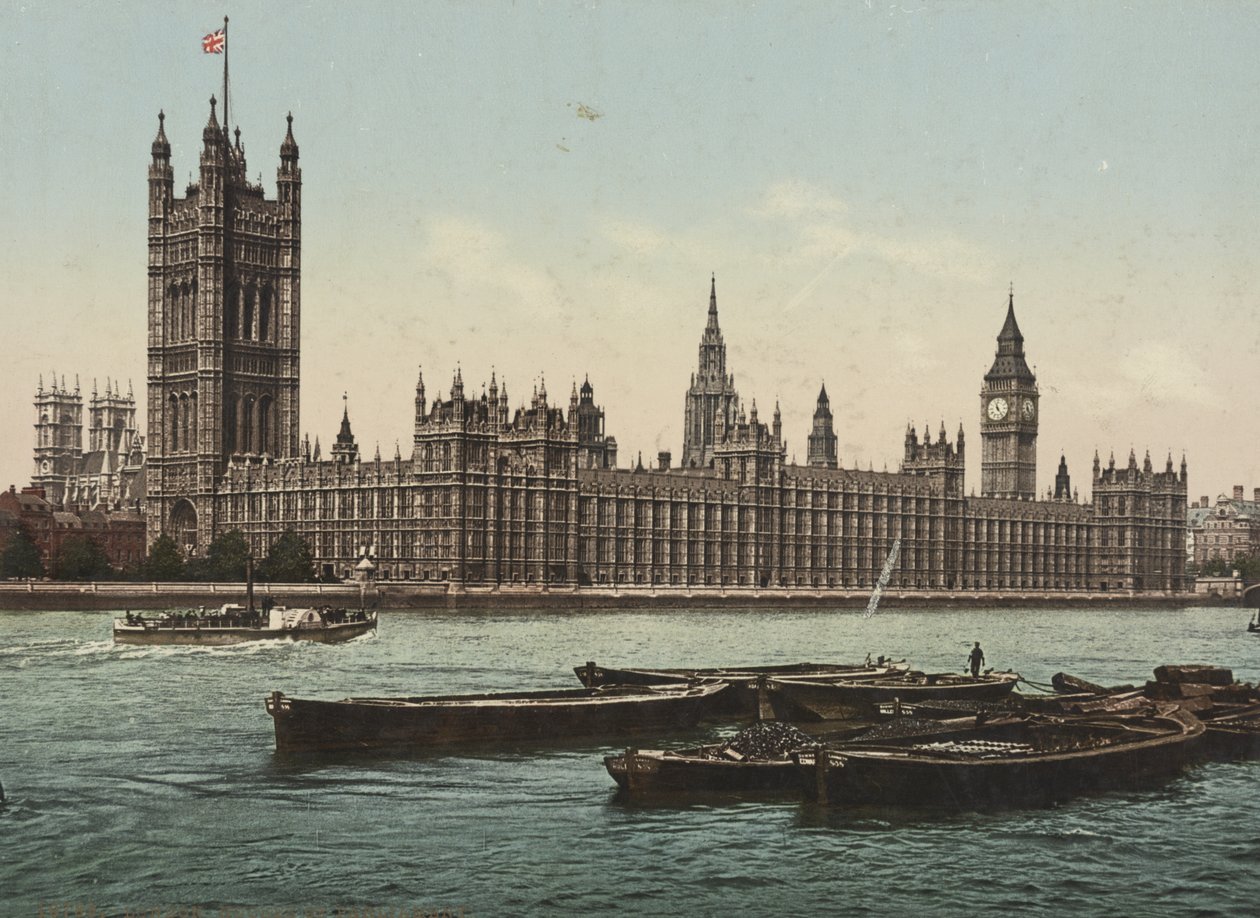 Houses of Parliament depuis la rivière, Londres, c.1890-1900 - Detroit Publishing Co.