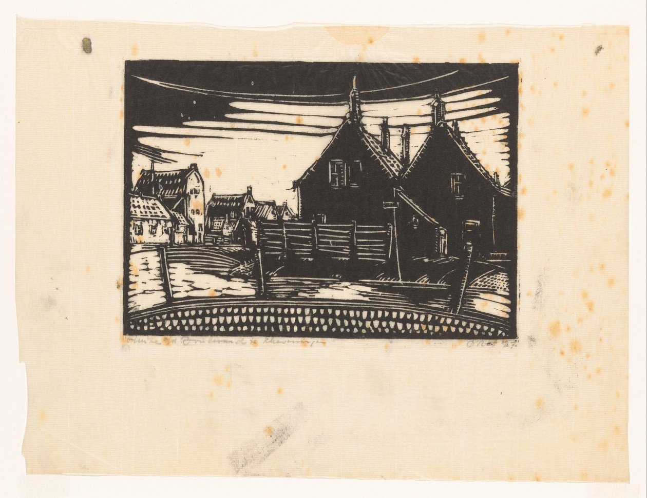 Maisons sur le boulevard à Scheveningen - Dick Ket (signed by artist)