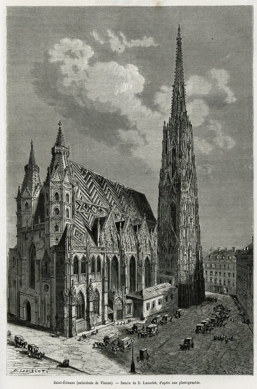 Cathédrale Saint-Étienne, Vienne (Autriche). Gravure par Lancelot, pour illustrer l