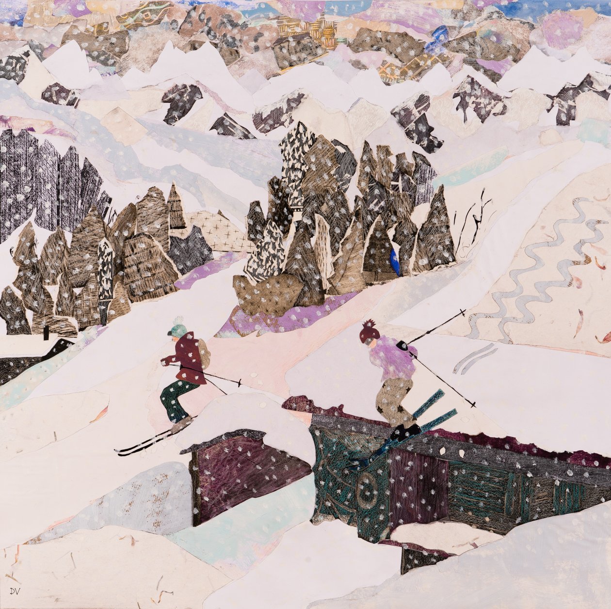 Ski-ing to Lunch, 2015 (collage) - Dione Verulam