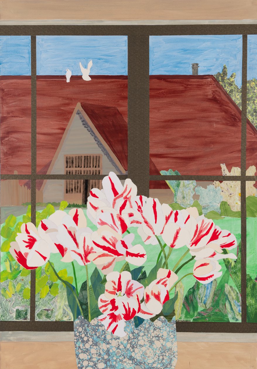 Tulipes à Maynes Barn (collage) - Dione Verulam