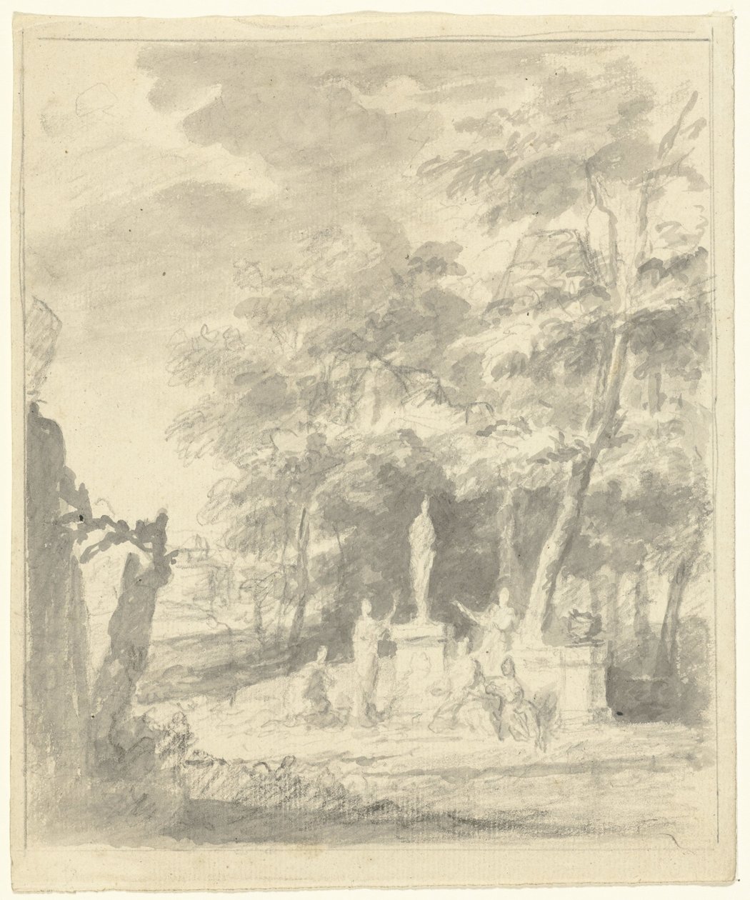 Paysage arcadien avec des figures autour d