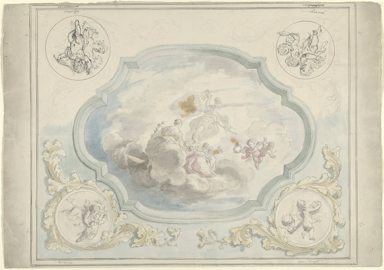 Projet pour une peinture de plafond avec Charitas et Pax - Dionys van Nijmegen