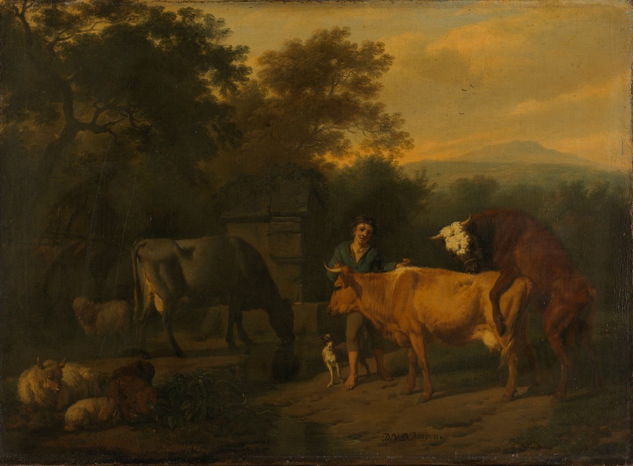 Paysage avec berger et bétail - Dirck van der Bergen