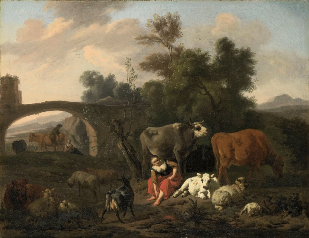 Paysage avec bergers et bétail - Dirck van der Bergen