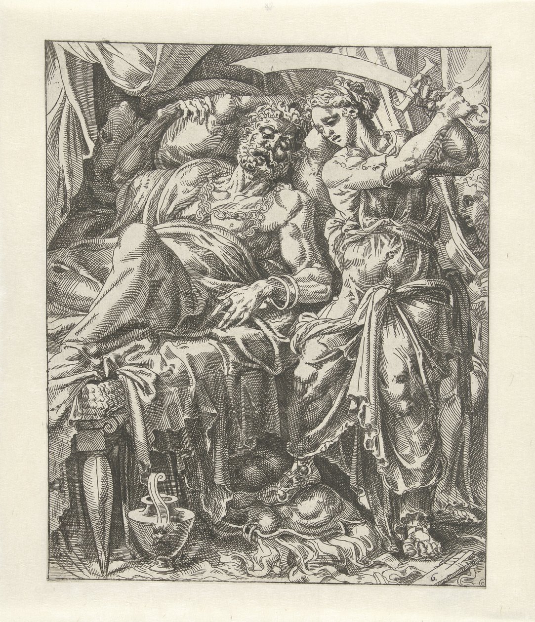 Judith décapite Holopherne (Judith et Holopherne) - Dirck Volckertsz. Coornhert (attributed to)