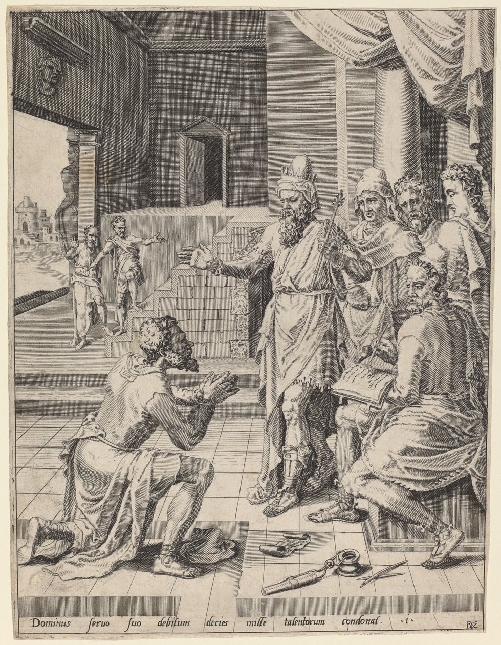 Le roi pardonnant sa dette à son serviteur - Dirck Volckertz Coornhert after Maerten van Heemskerck
