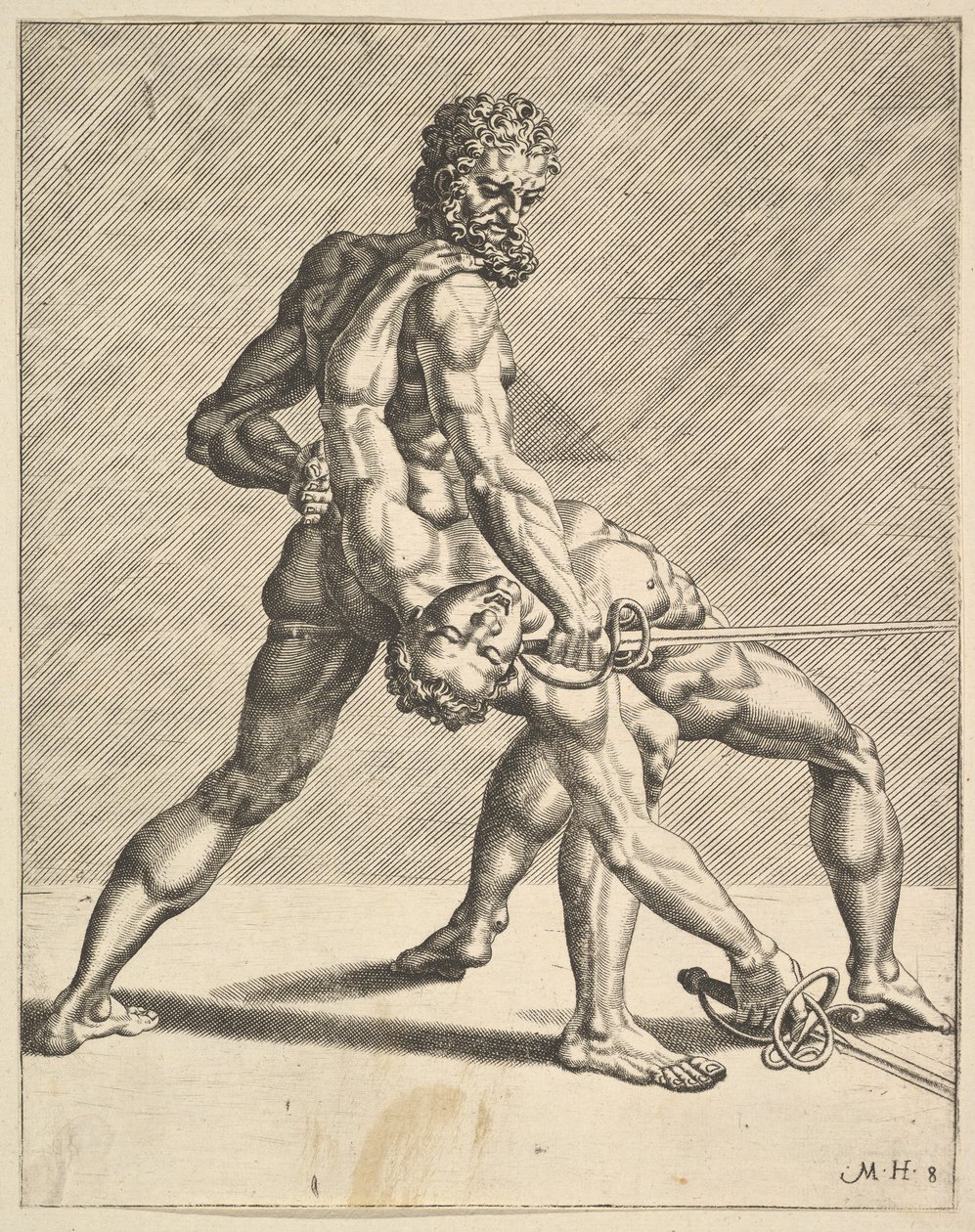 Deux escrimeurs, de Escrimeurs, planche 8 - Dirck Volkertsen Coornhert