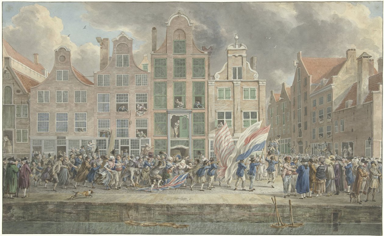 Manifestation anti-anglaise à Rotterdam, 2 mars 1781 - Dirk Langendijk (signed by artist)