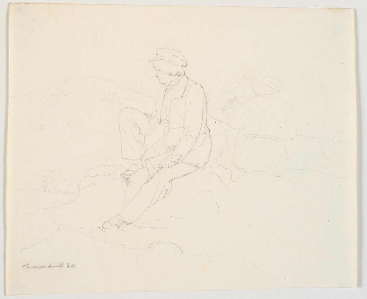 Deux hommes assis sur un rocher - Ditlev Blunck