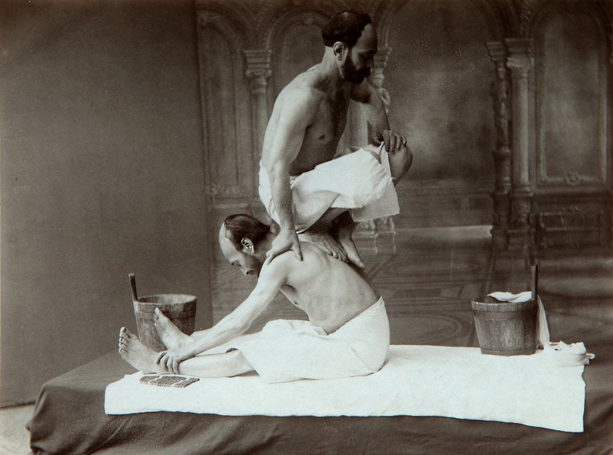 Le bain oriental. Massage, années 1880 - Dmitri Ivanovich Yermakov