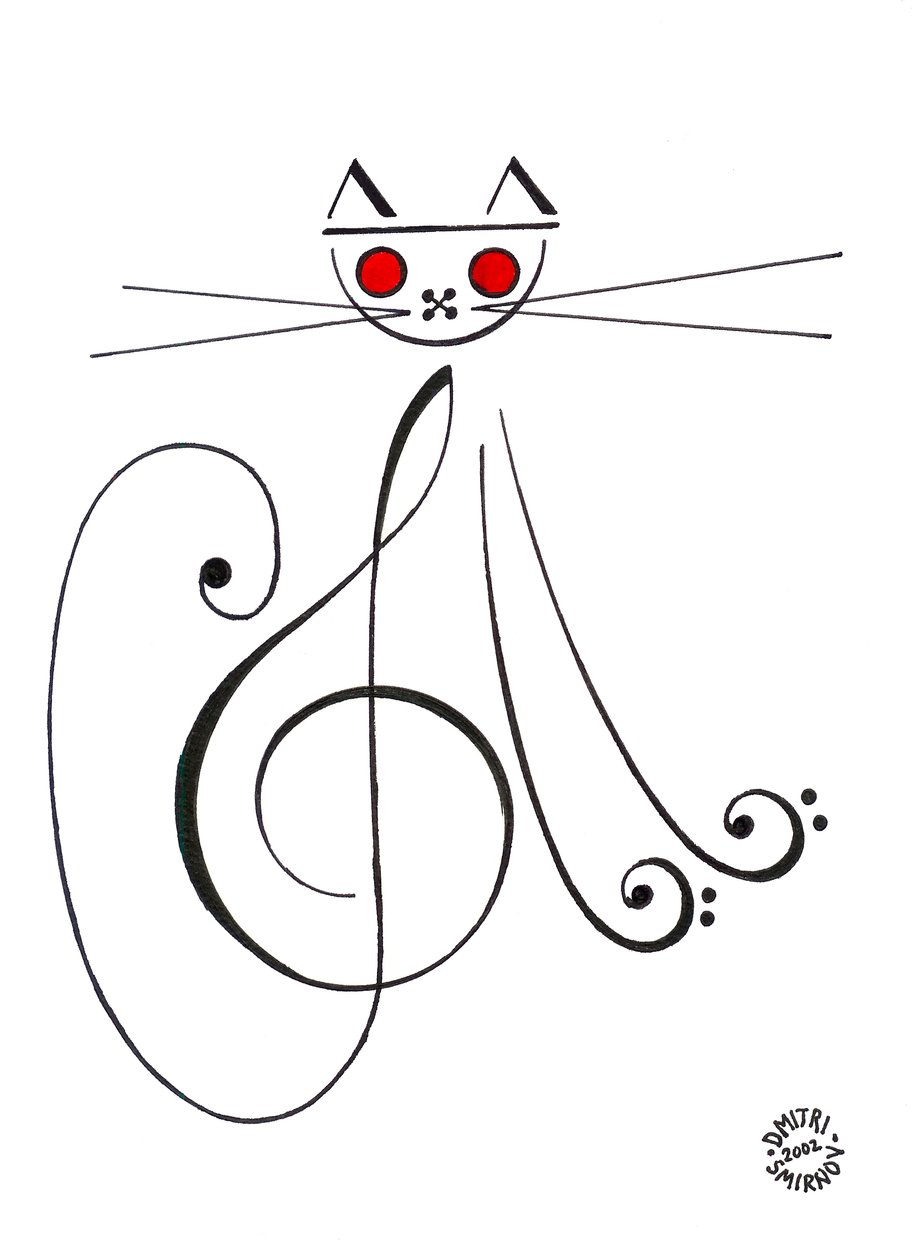 Chat musical - un chat dessiné en utilisant la notation musicale. - Dmitri Smirnov