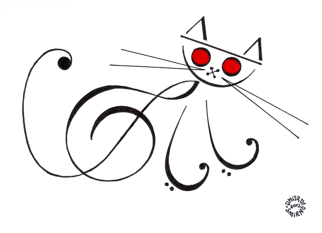 Chat musical - un chat dessiné en utilisant la notation musicale. - Dmitri Smirnov