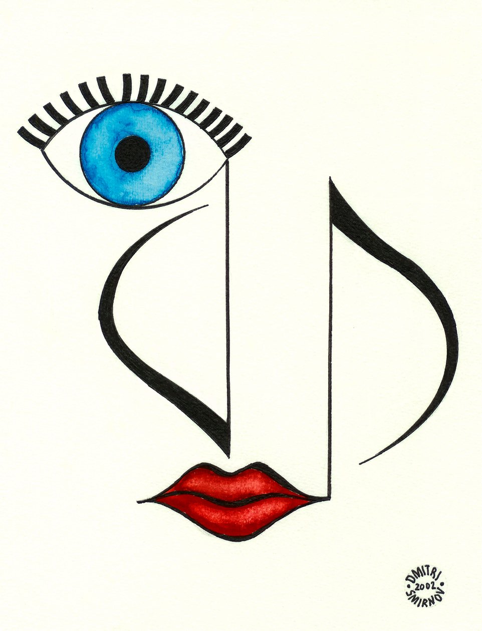Visage musical - un visage avec un œil et des lèvres dessinés à l