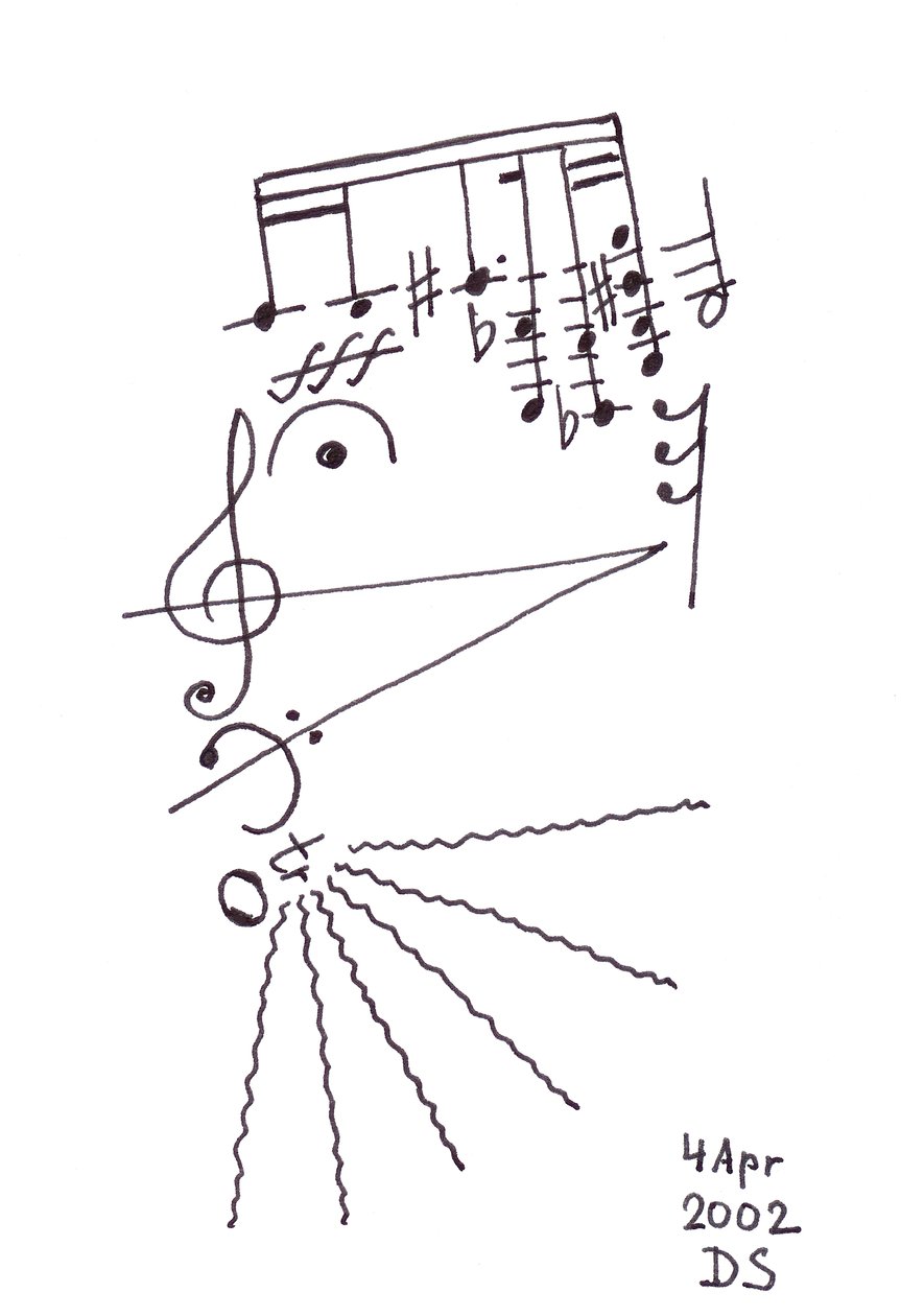 Thrilling Beard" - un visage chantant avec une barbe dessinée en notation musicale - Dmitri Smirnov