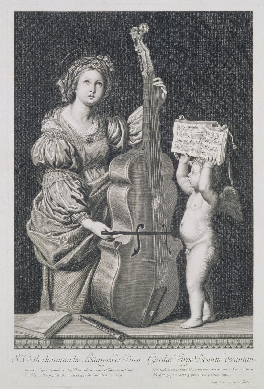 Sainte Cécile chantant les louanges de Dieu, gravé par Etienne Picart - Domenichino