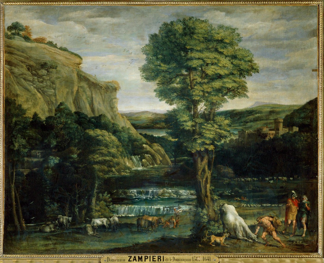 Paysage avec Hercule combattant Achelaos change en toreau - Landscape with Hercules fighting Achelaos changed into a bull ... - Domenichino (1581 1641)