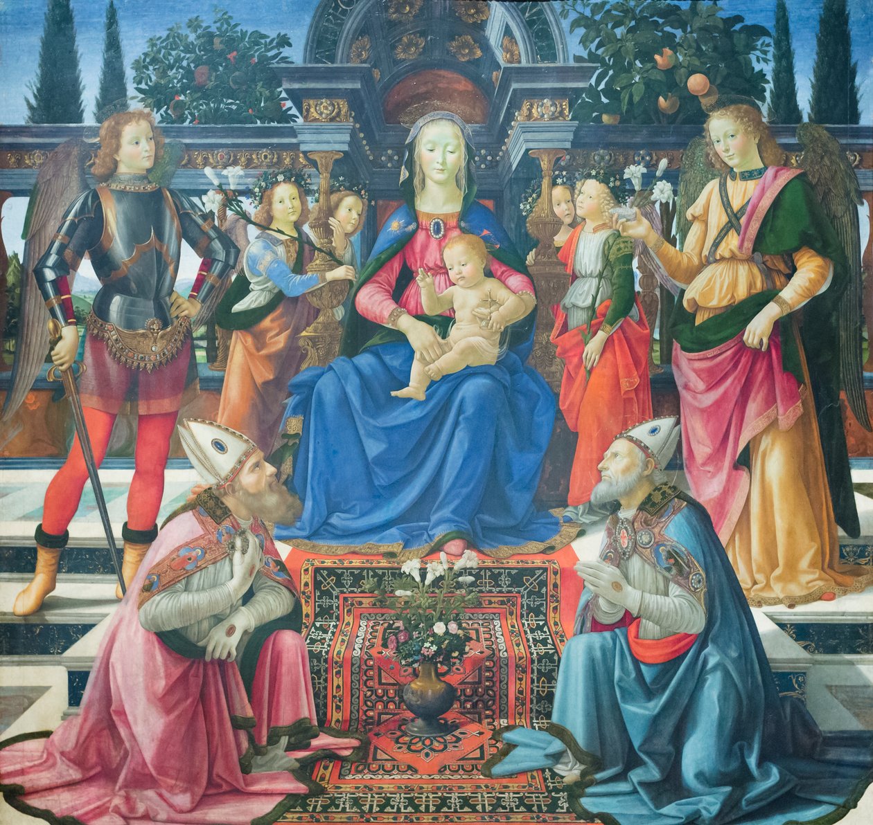 Madone et Enfant avec les archanges et les évêques saints Juste et Zénobe - Domenico (1449 94) Ghirlandaio