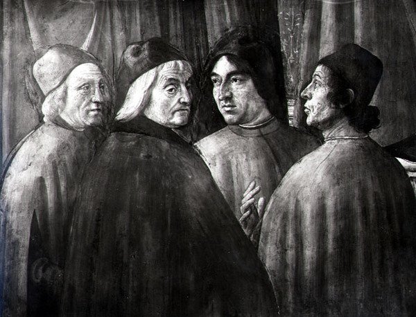 Zacharie dans le temple, détail du groupe masculin - Domenico Ghirlandaio