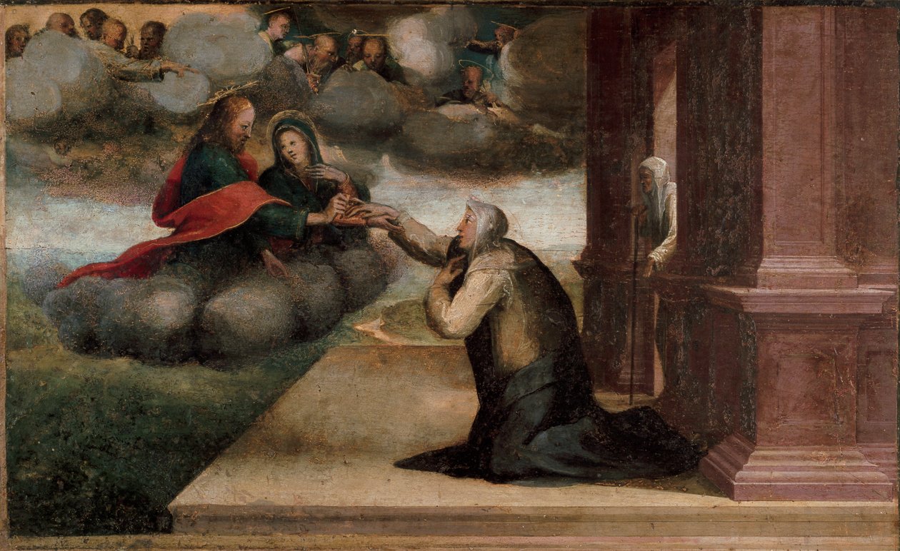 Retable des stigmates de Sainte Catherine (détail de la prédelle : Le mariage mystique de Sainte Catherine de Sienne) - Domenico Beccafumi
