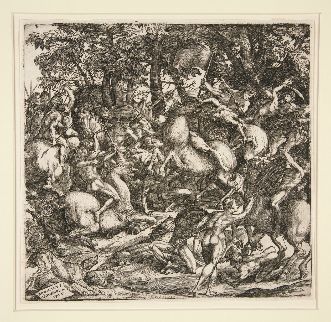 Bataille des hommes nus - Domenico Campagnola