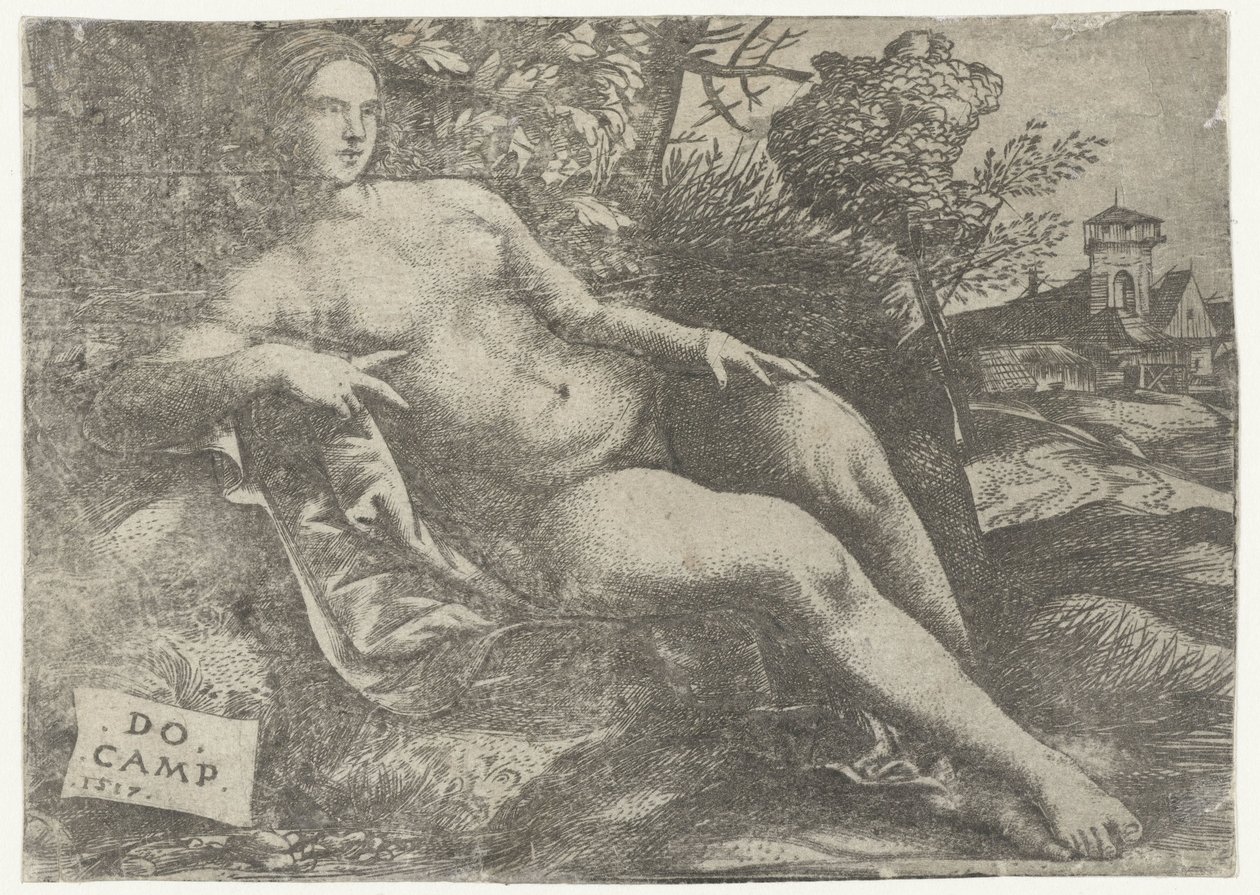 Vénus couchée dans un paysage - Domenico Campagnola