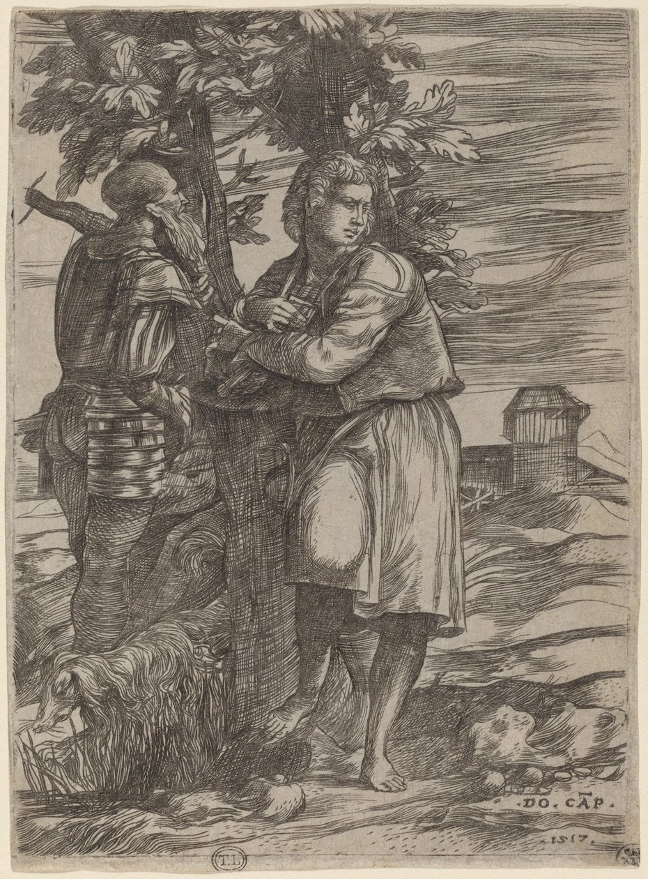 Le Berger et le Vieux Guerrier - Domenico Campagnola