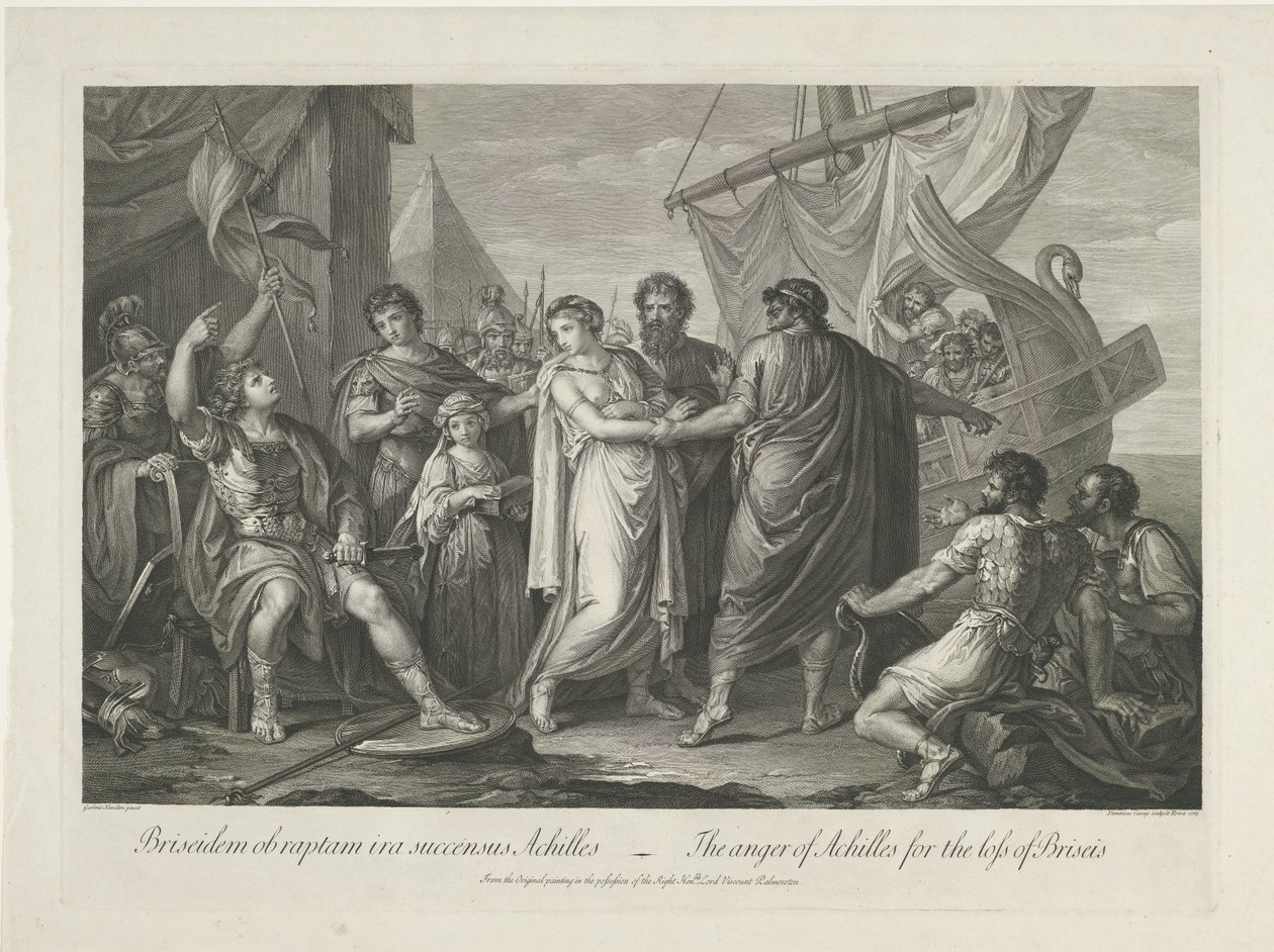 Achille en colère pour la perte de Briséis - Domenico Cunego