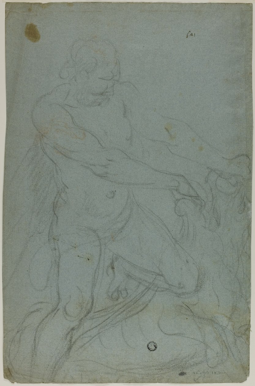 Samson et le Lion (recto); Vierge Marie avec le bras droit étendu (verso) - Domenico Fiasella