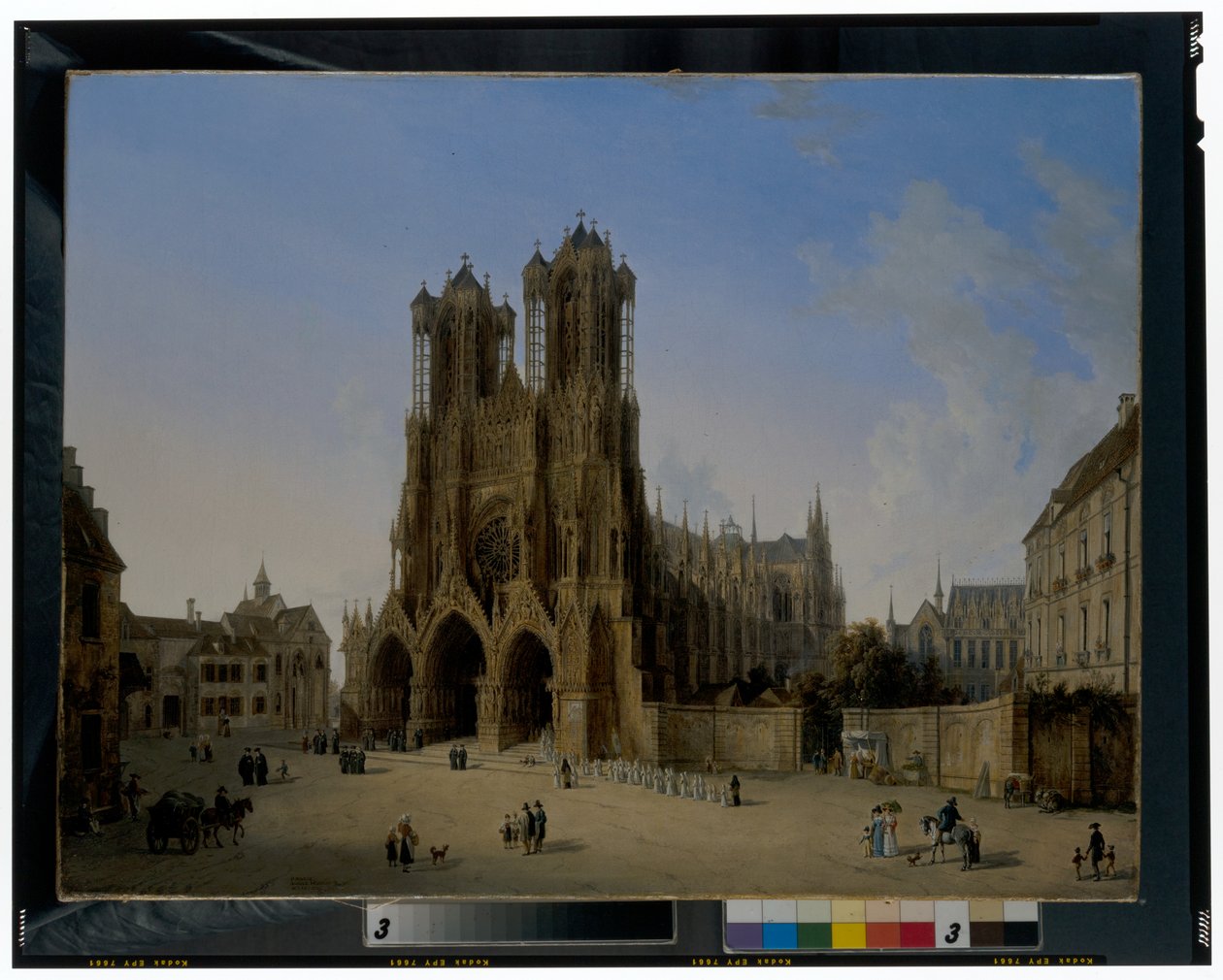 La cathédrale Notre-Dame de Reims avec une procession de communiants - Domenico II Quaglio