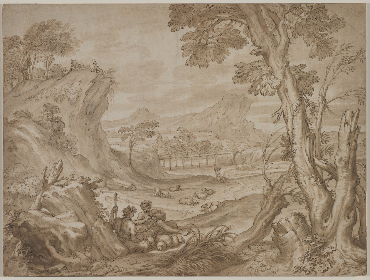 Paysage avec bergers - Domenico I Piola