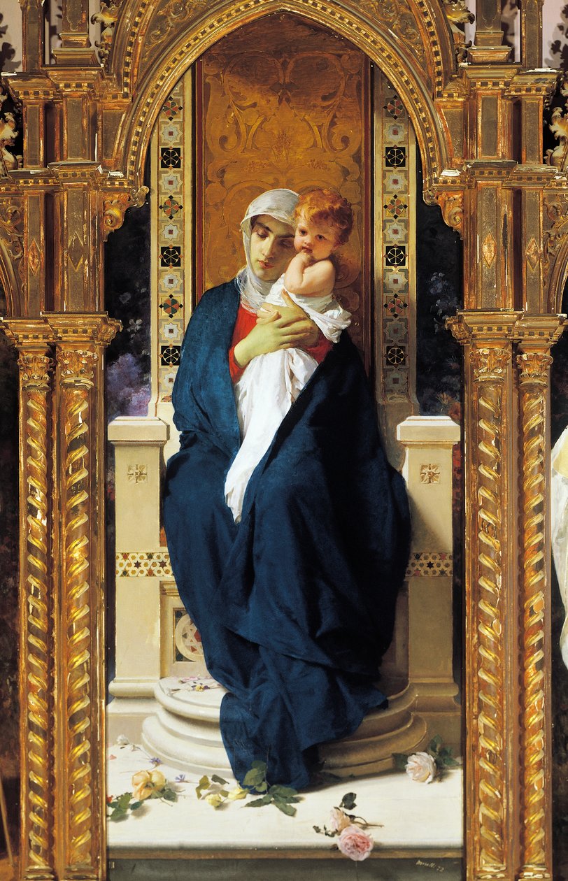 Triptyque de la Madone des Roses, par Domenico Morelli (1823-1901) (détail) - Domenico Morelli