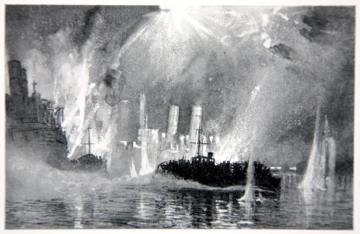 Vedettes de sauvetage des équipages des navires-bloqueurs à Zeebrugge, illustration de 