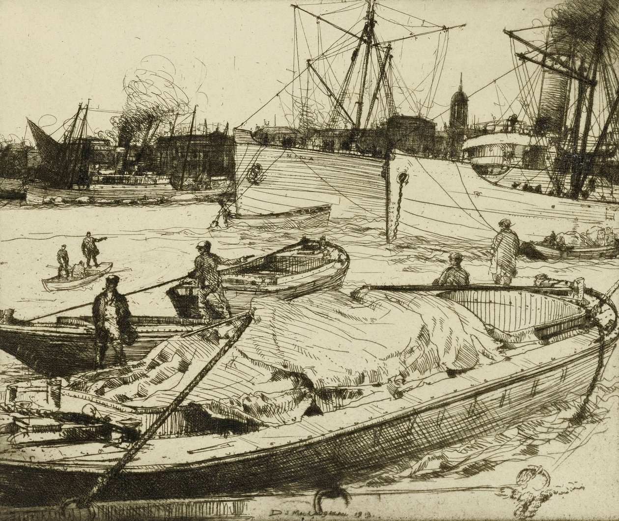 La marée montante sur la Tamise - Donald Shaw MacLaughlan